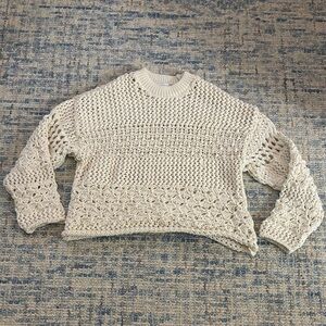 Zara Cream Textured Knit Sweater